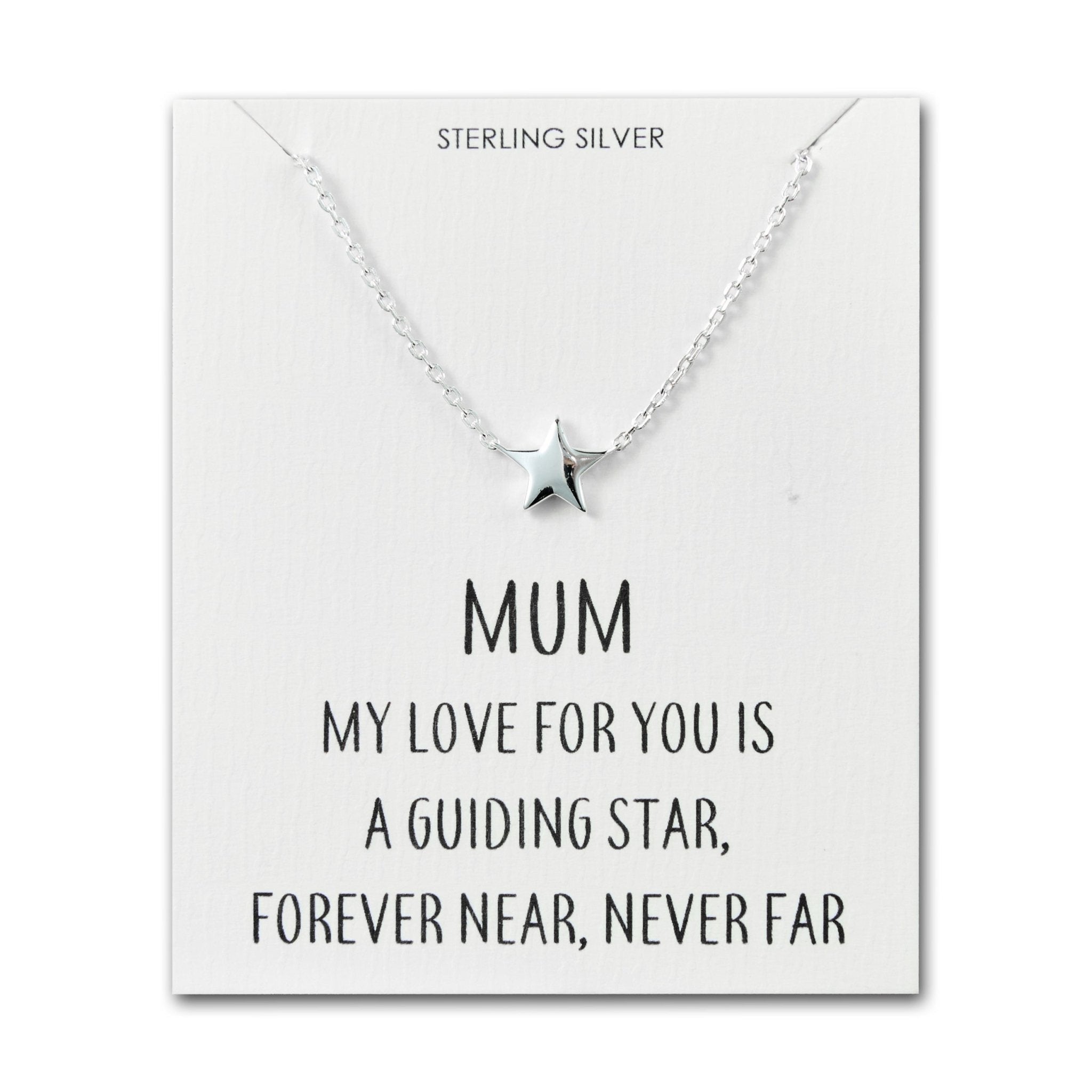 Sterling Silver Mum Quote Star Necklace