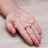 Sterling Silver Mother and Daughter Quote Heart Link Bracelet