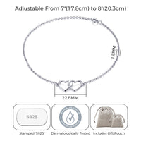 Sterling Silver Mother and Daughter Quote Heart Link Bracelet
