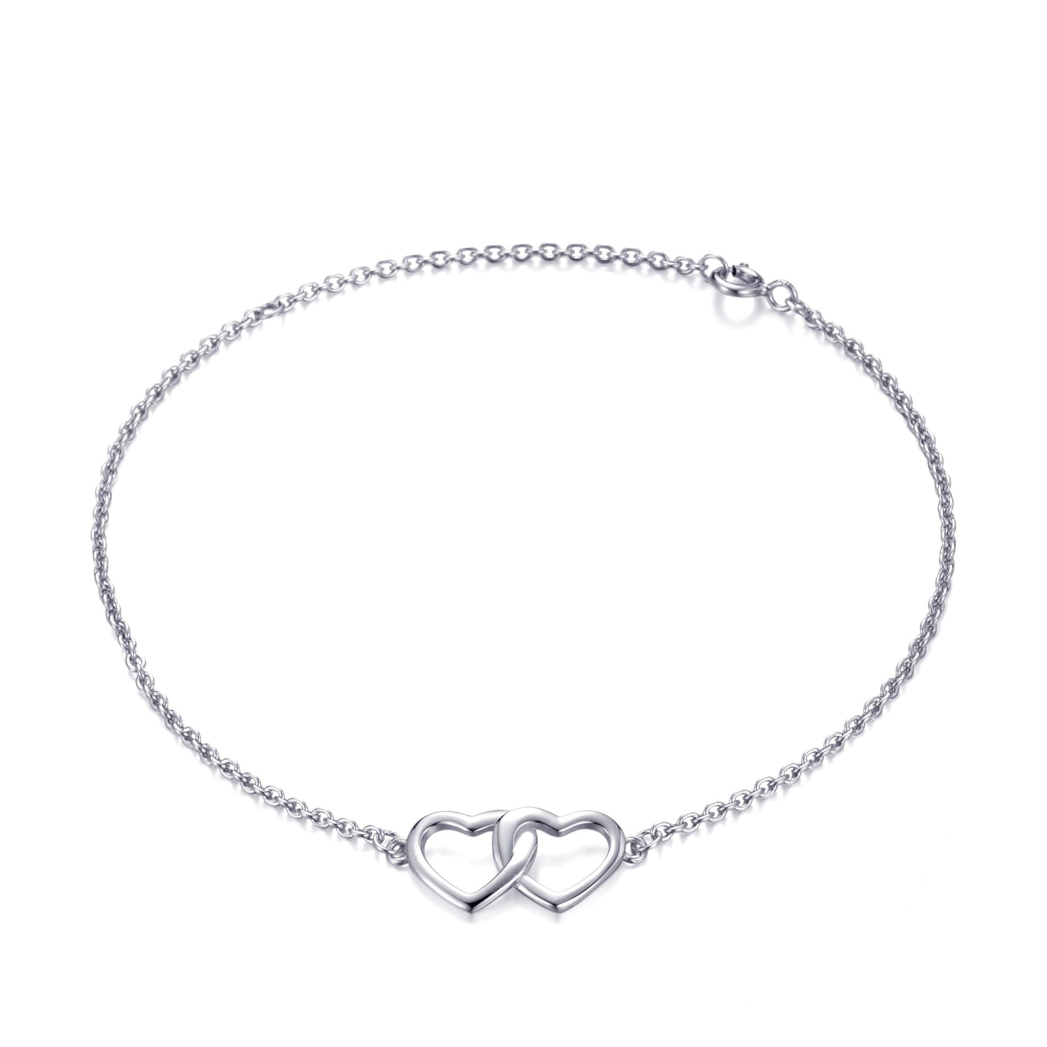 Sterling Silver Auntie Quote Heart Link Bracelet