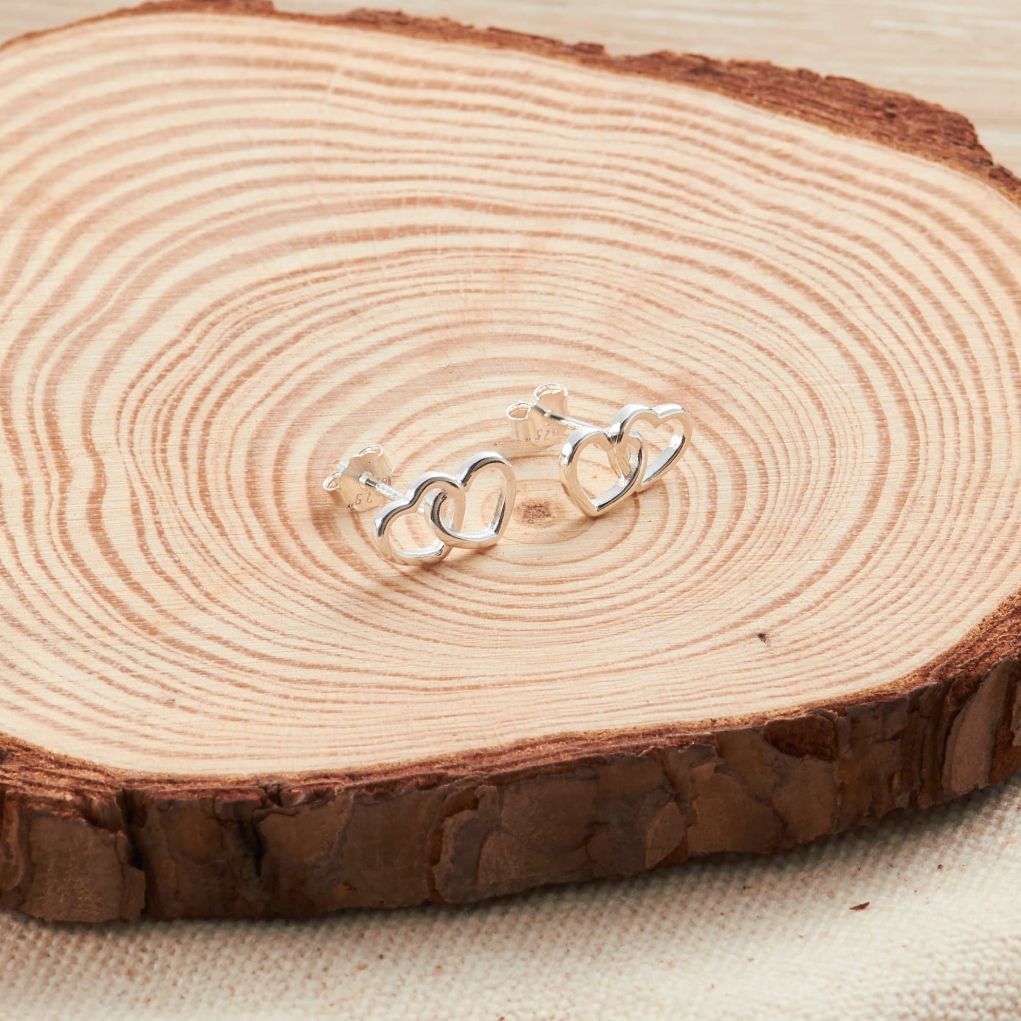 Sterling Silver Daughter Quote Heart Link Earrings