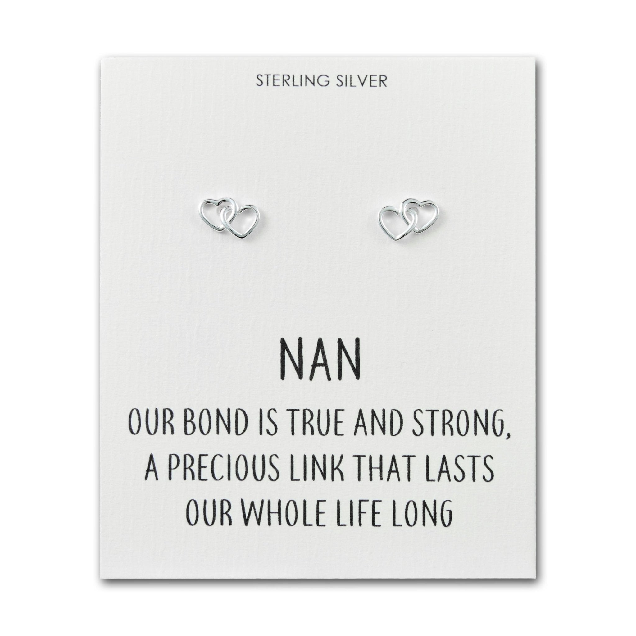 Sterling Silver Nan Quote Heart Link Earrings