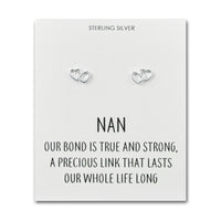Sterling Silver Nan Quote Heart Link Earrings