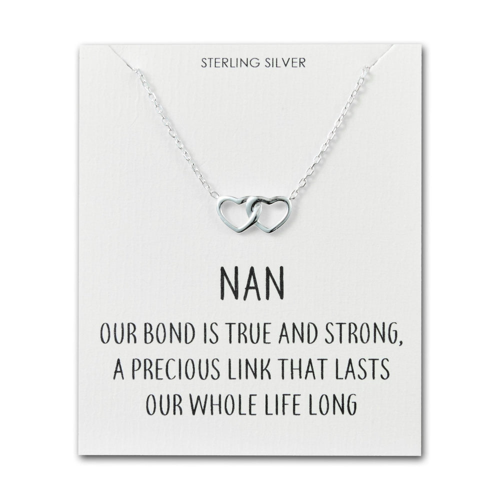 Sterling Silver Nan Quote Heart Link Necklace