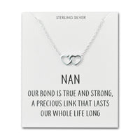 Sterling Silver Nan Quote Heart Link Necklace