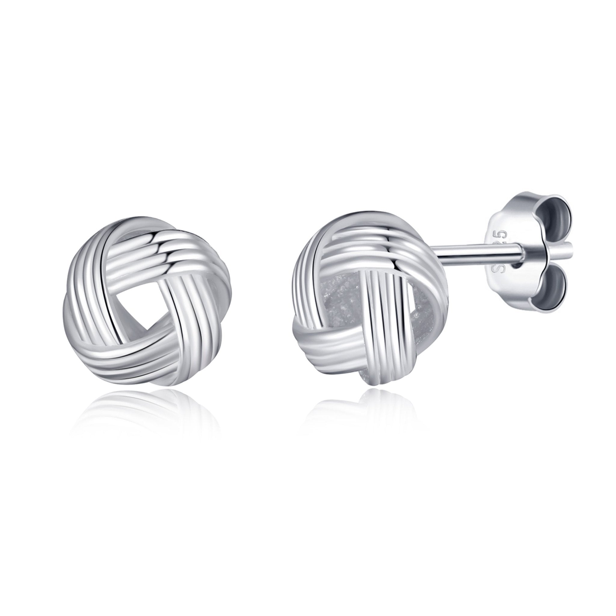 Sterling Silver Sister Quote Knot Earrings