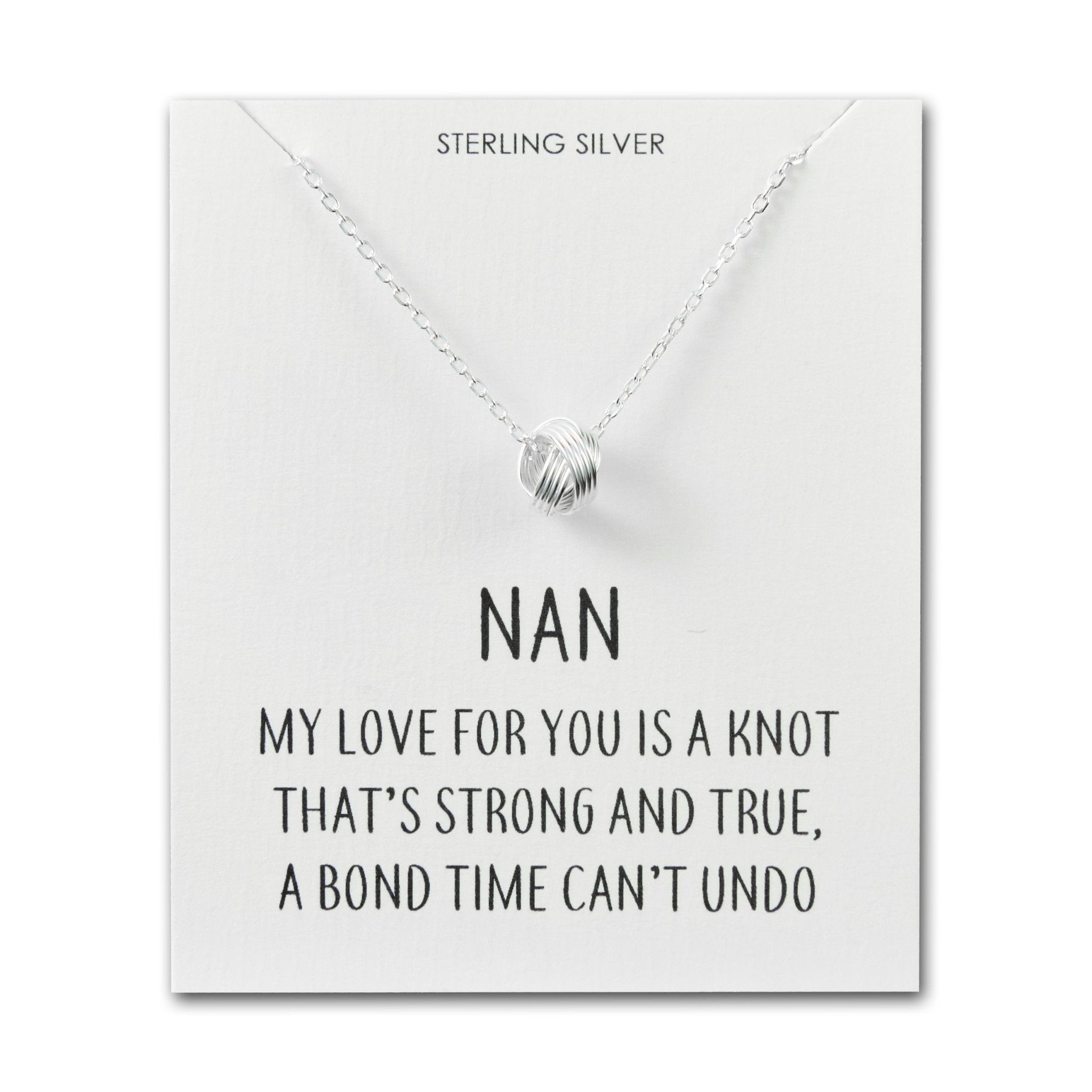 Sterling Silver Nan Quote Knot Necklace