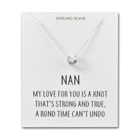 Sterling Silver Nan Quote Knot Necklace