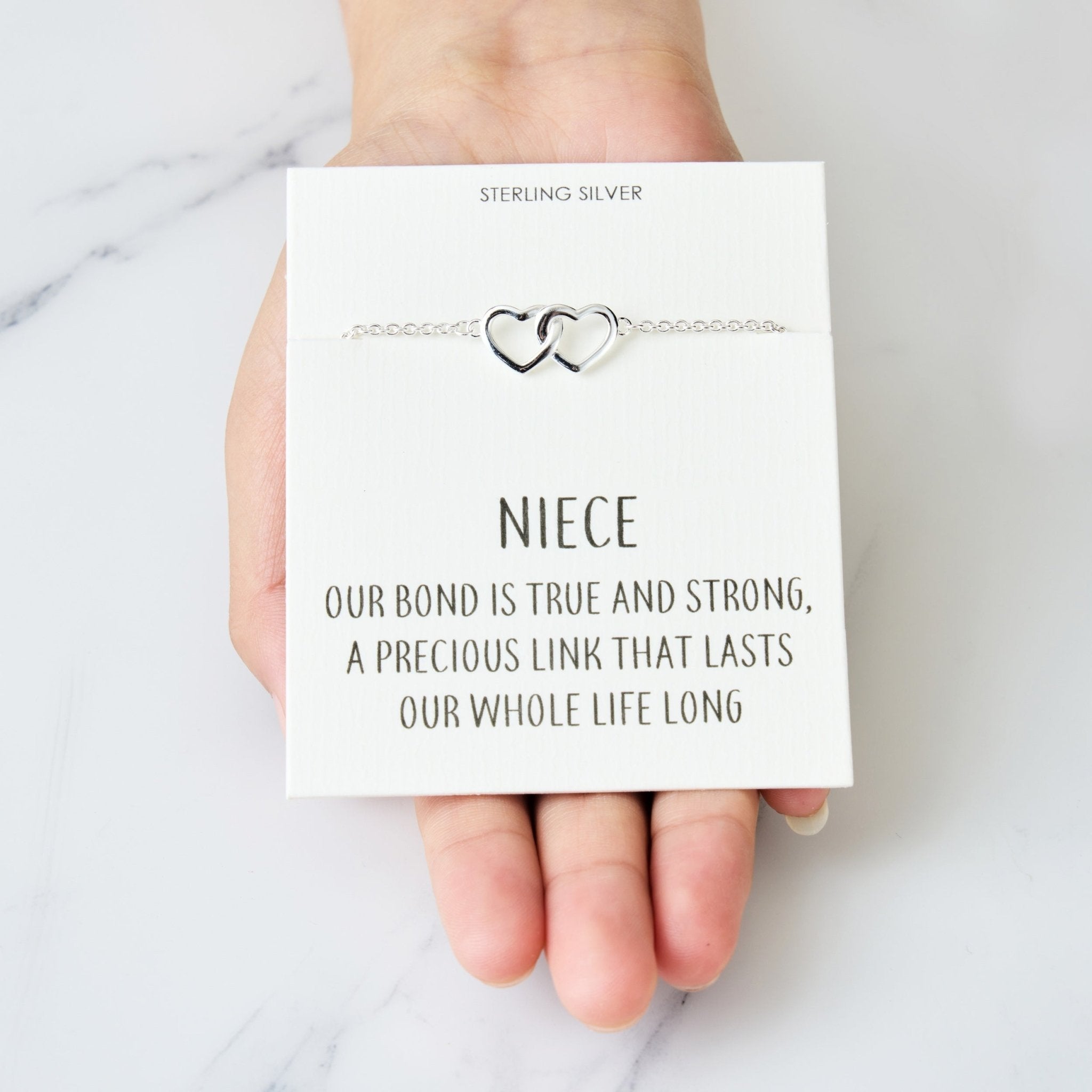 Sterling Silver Niece Quote Heart Link Bracelet