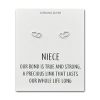 Sterling Silver Niece Quote Heart Link Earrings