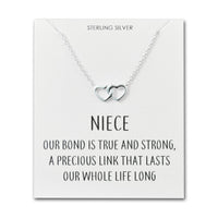 Sterling Silver Niece Quote Heart Link Necklace