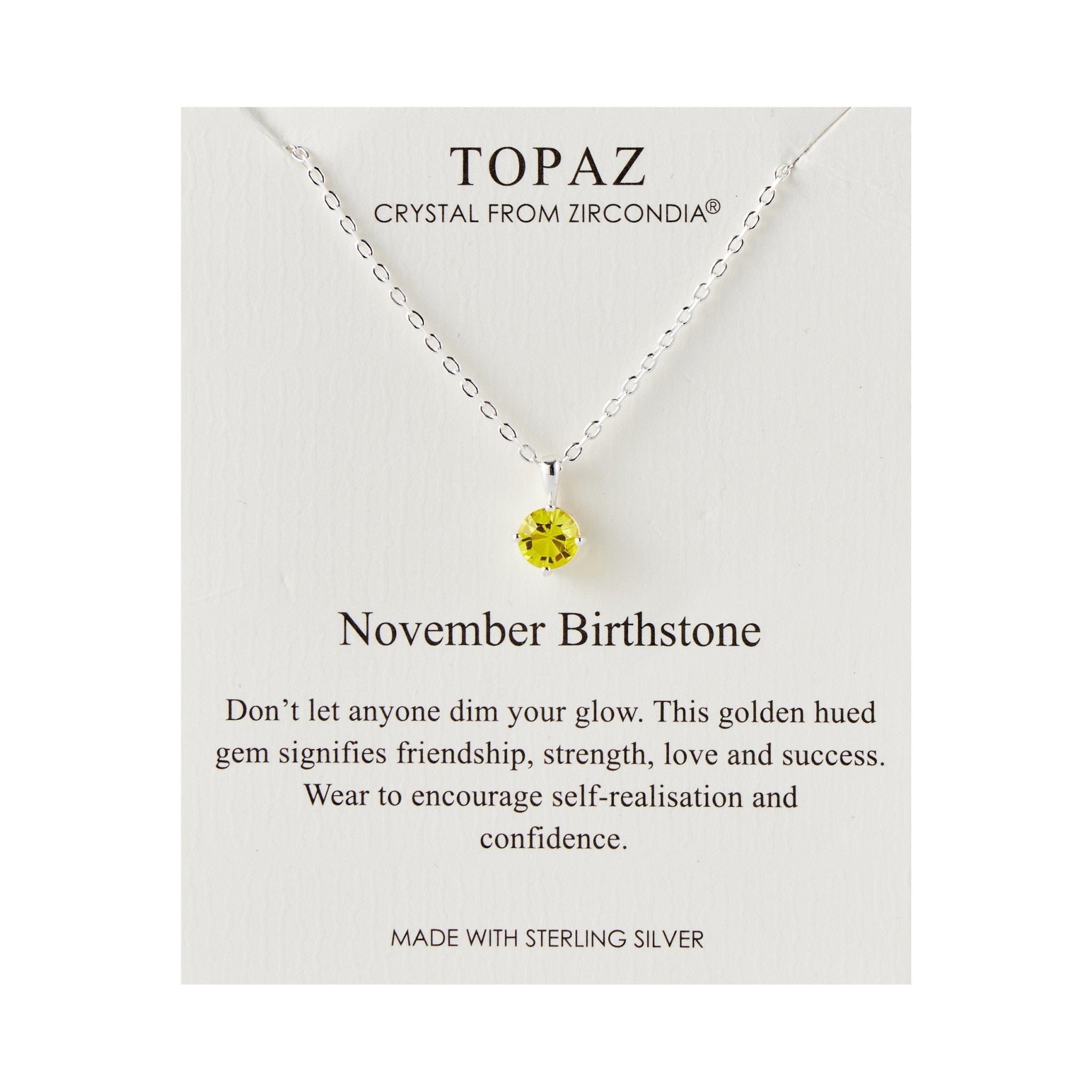 Sterling Silver November (Topaz) Birthstone Necklace Created with Zircondia® Crystals