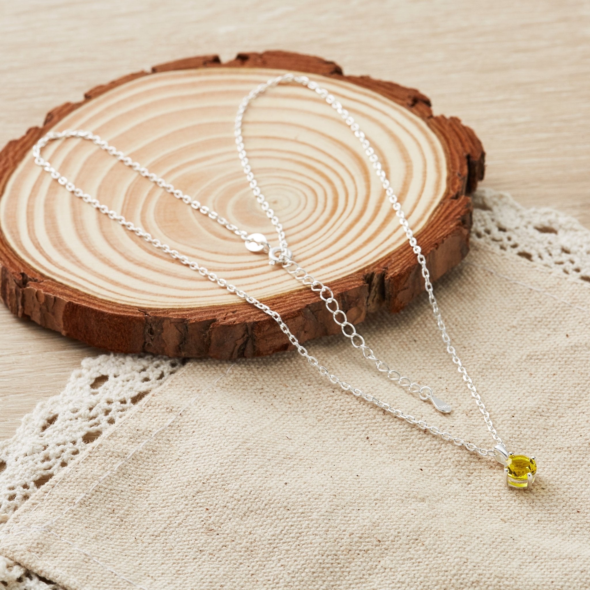 Sterling Silver November (Topaz) Birthstone Necklace Created with Zircondia® Crystals