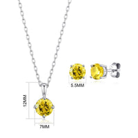 Sterling Silver November (Topaz) Birthstone Necklace & Earrings Set Created with Zircondia® Crystals