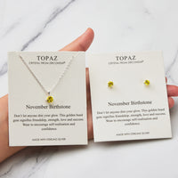 Sterling Silver November (Topaz) Birthstone Necklace & Earrings Set Created with Zircondia® Crystals