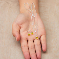 Sterling Silver November (Topaz) Birthstone Necklace & Earrings Set Created with Zircondia® Crystals