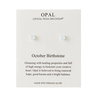 Sterling Silver October (Opal) Birthstone Earrings Created with Zircondia® Crystals