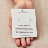 Sterling Silver October (Opal) Birthstone Earrings Created with Zircondia® Crystals