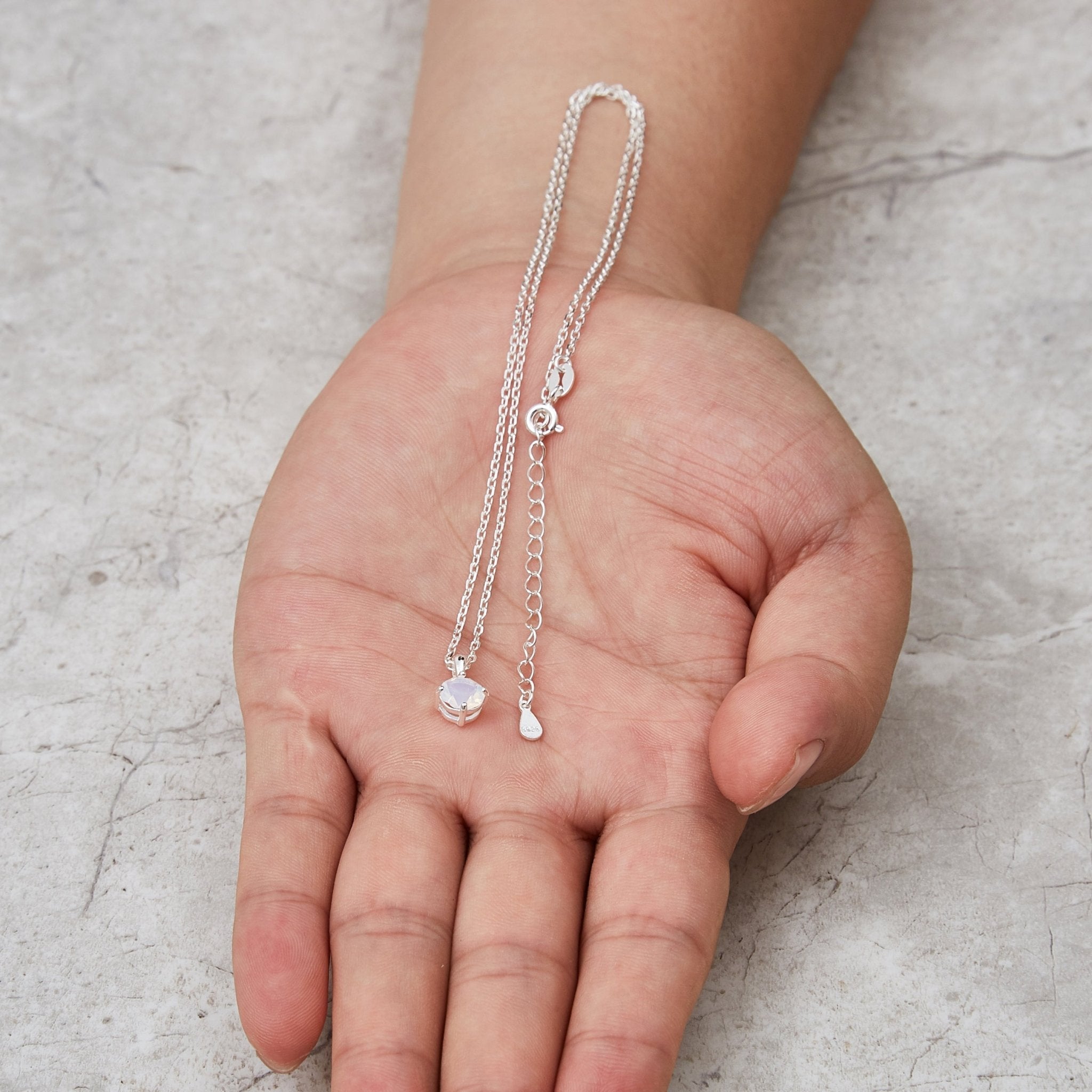 Sterling Silver October (Opal) Birthstone Necklace Created with Zircondia® Crystals