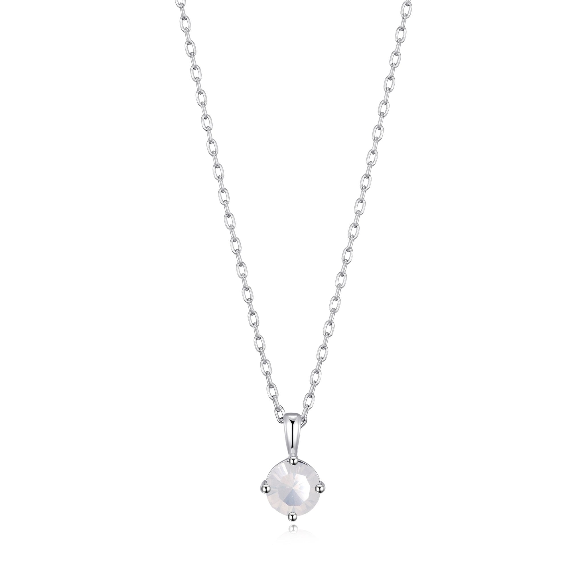 Sterling Silver October (Opal) Birthstone Necklace Created with Zircondia® Crystals
