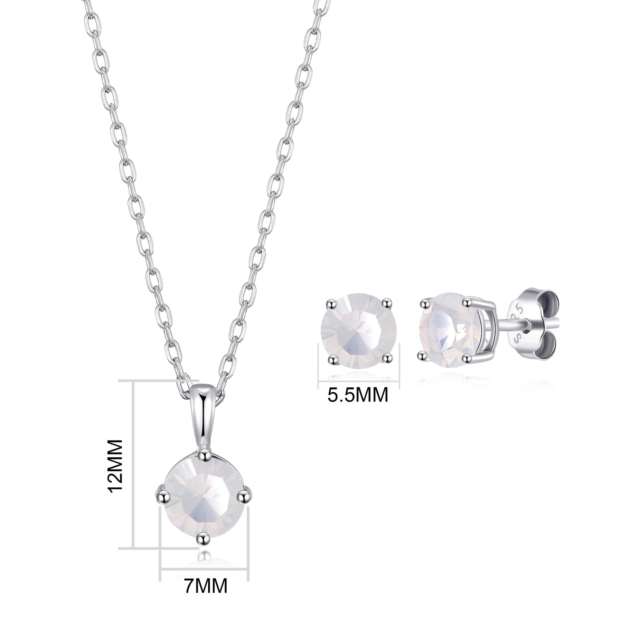 Sterling Silver October (Opal) Birthstone Necklace & Earrings Set Created with Zircondia® Crystals