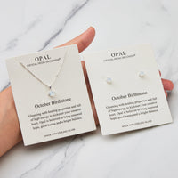 Sterling Silver October (Opal) Birthstone Necklace & Earrings Set Created with Zircondia® Crystals