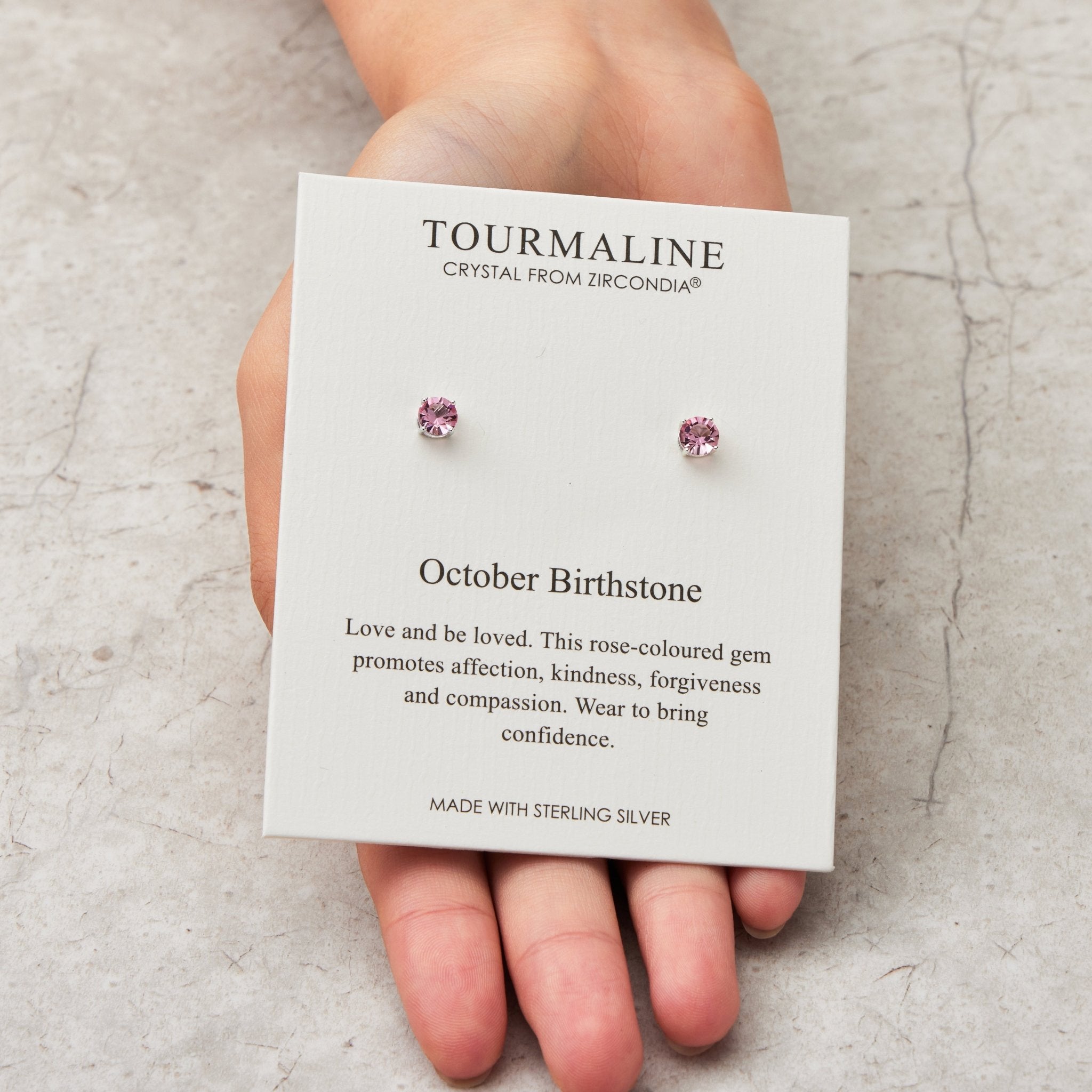 Sterling Silver October (Tourmaline) Birthstone Earrings Created with Zircondia® Crystals