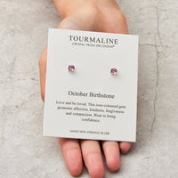 Sterling Silver October (Tourmaline) Birthstone Earrings Created with Zircondia® Crystals