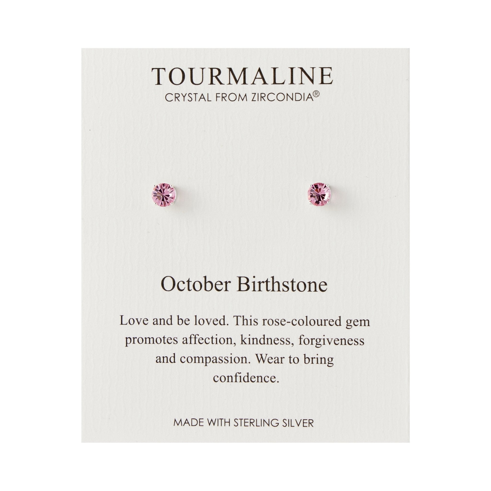 Sterling Silver October (Tourmaline) Birthstone Earrings Created with Zircondia® Crystals