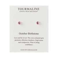 Sterling Silver October (Tourmaline) Birthstone Earrings Created with Zircondia® Crystals