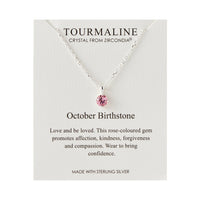 Sterling Silver October (Tourmaline) Birthstone Necklace Created with Zircondia® Crystals