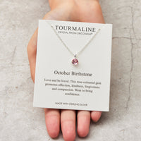 Sterling Silver October (Tourmaline) Birthstone Necklace Created with Zircondia® Crystals