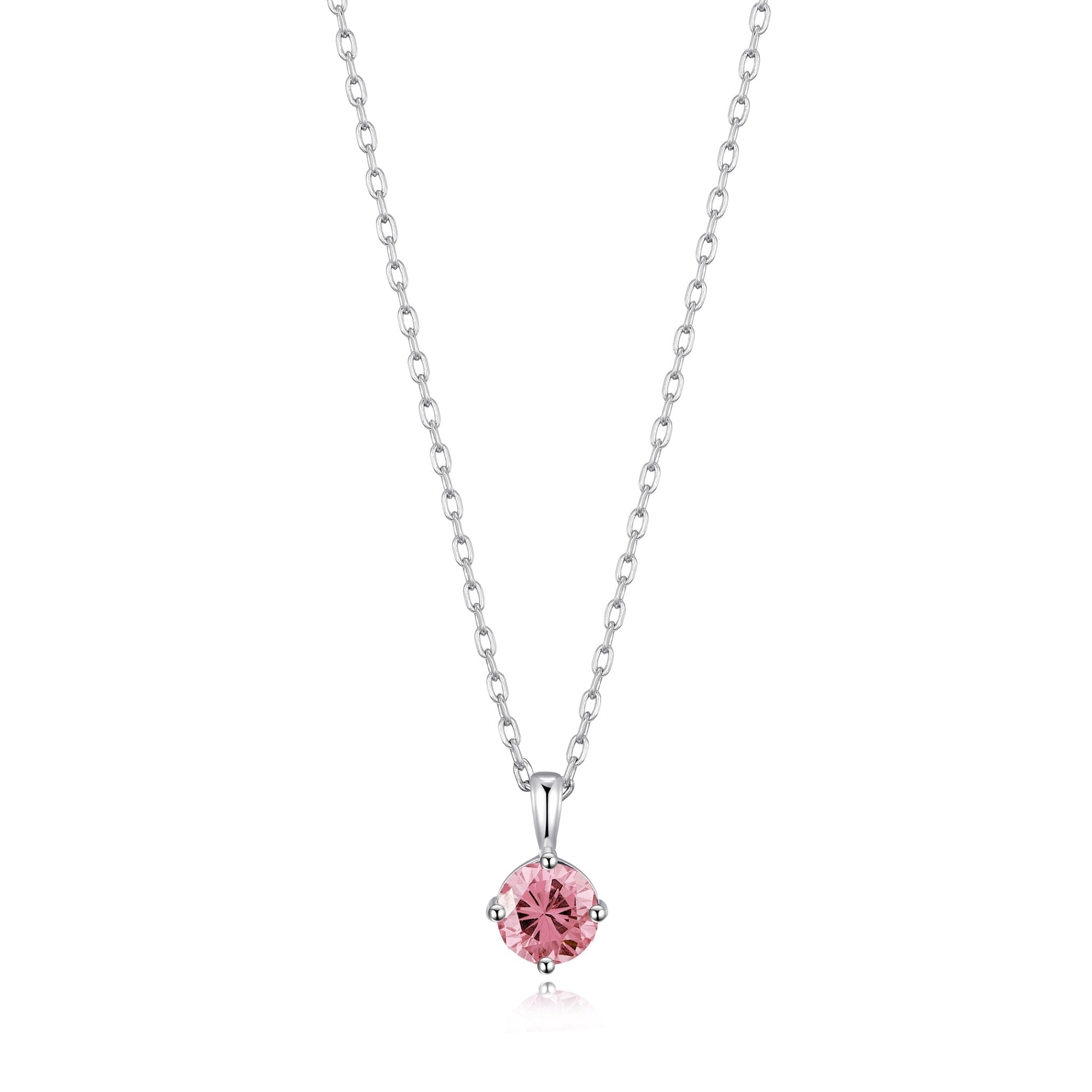 Sterling Silver October (Tourmaline) Birthstone Necklace Created with Zircondia® Crystals