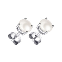 Sterling Silver Pearl Earrings Created with Gemstones from Zircondia®