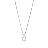 Sterling Silver Pearl Necklace Created with Gemstones from Zircondia®