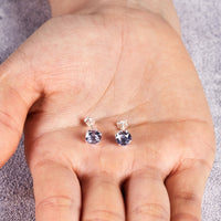Sterling Silver Provence Lavender Earrings Created with Zircondia® Crystals