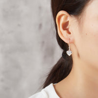 Sterling Silver Puffed Heart Drop Earrings