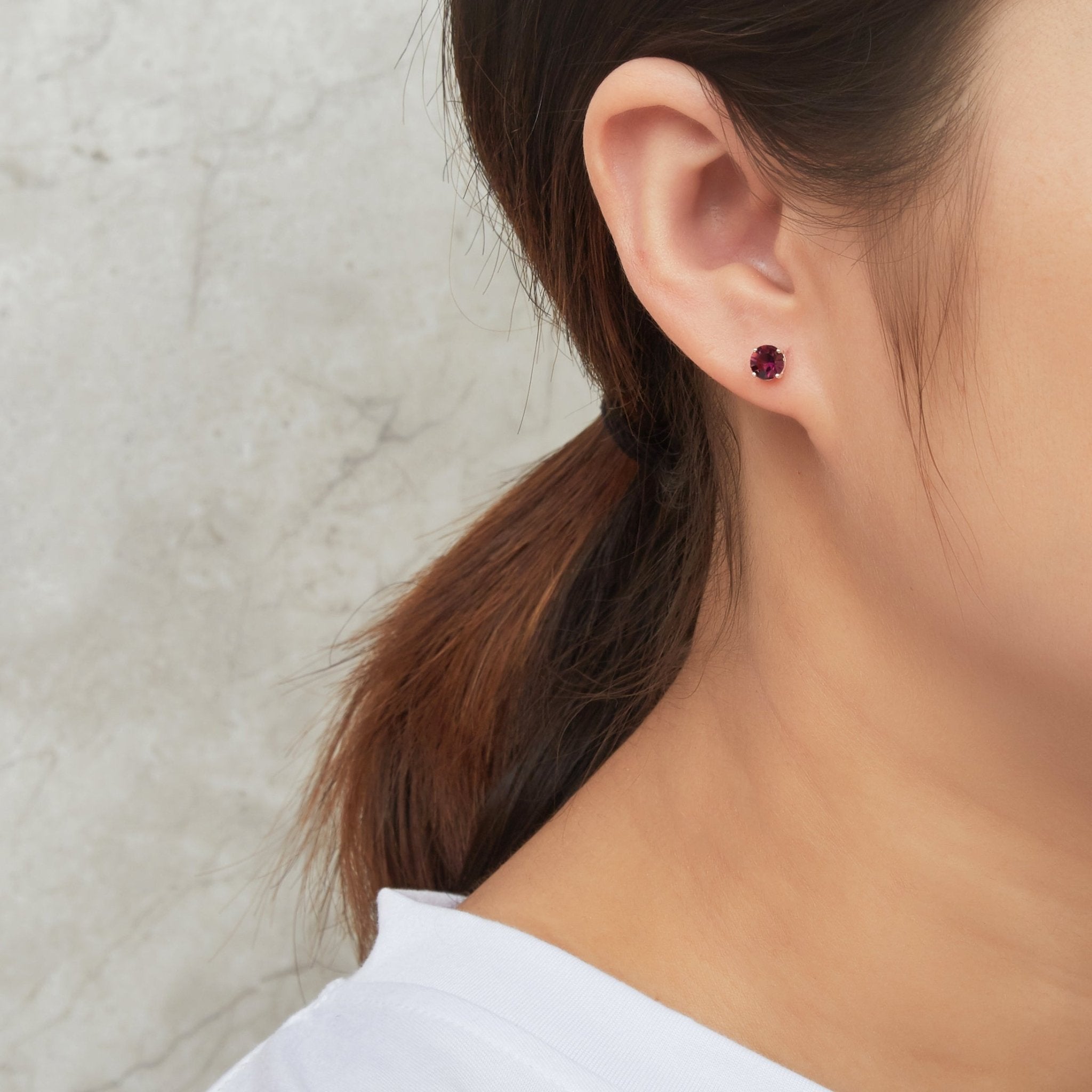 Sterling Silver Purple Earrings Created with Zircondia® Crystals