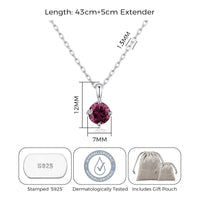 Sterling Silver Dark Red Necklace Created with Zircondia® Crystals