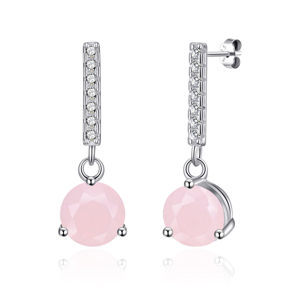 Sterling Silver Rose Quartz Gemstone Drop Earrings