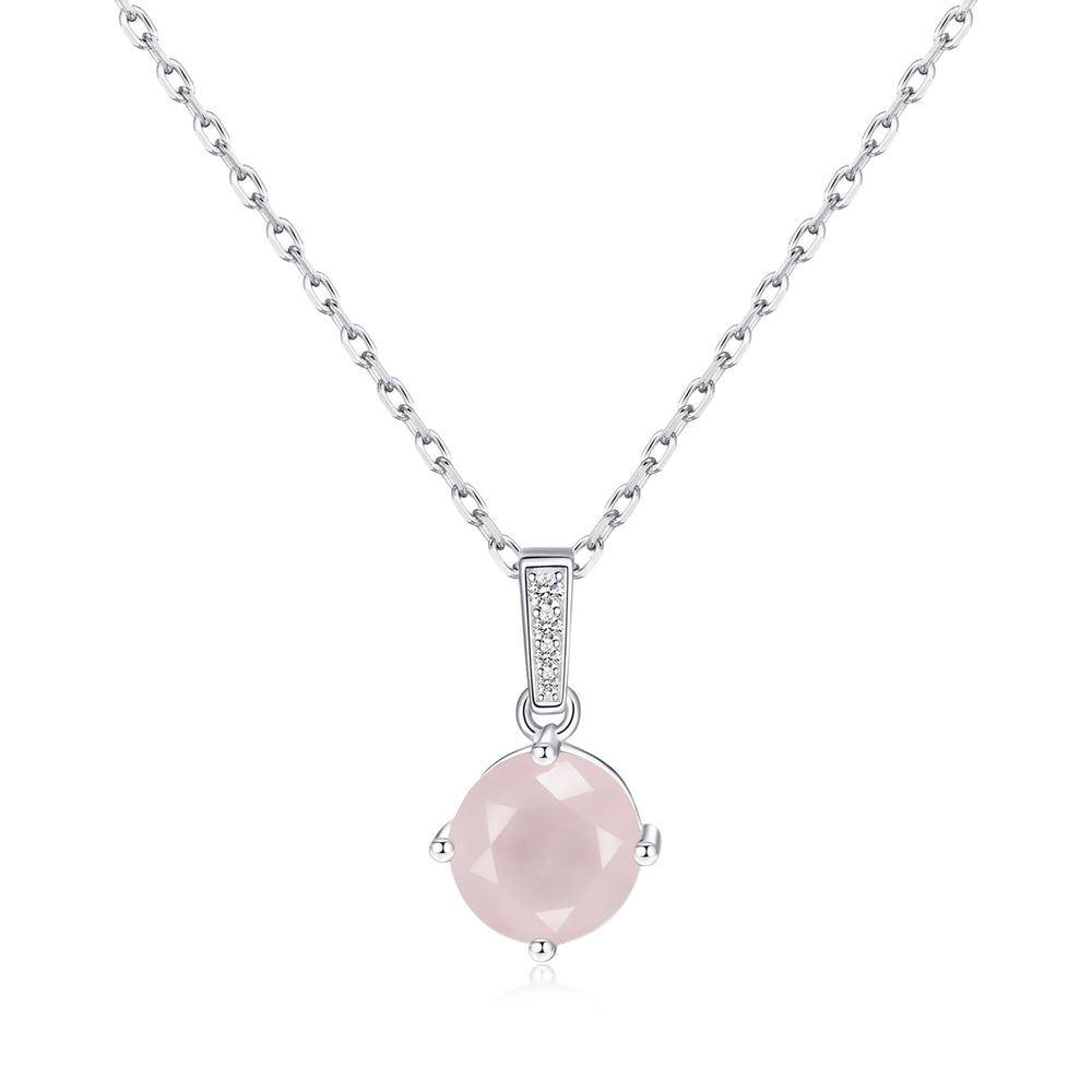 Sterling Silver Rose Quartz Gemstone Necklace