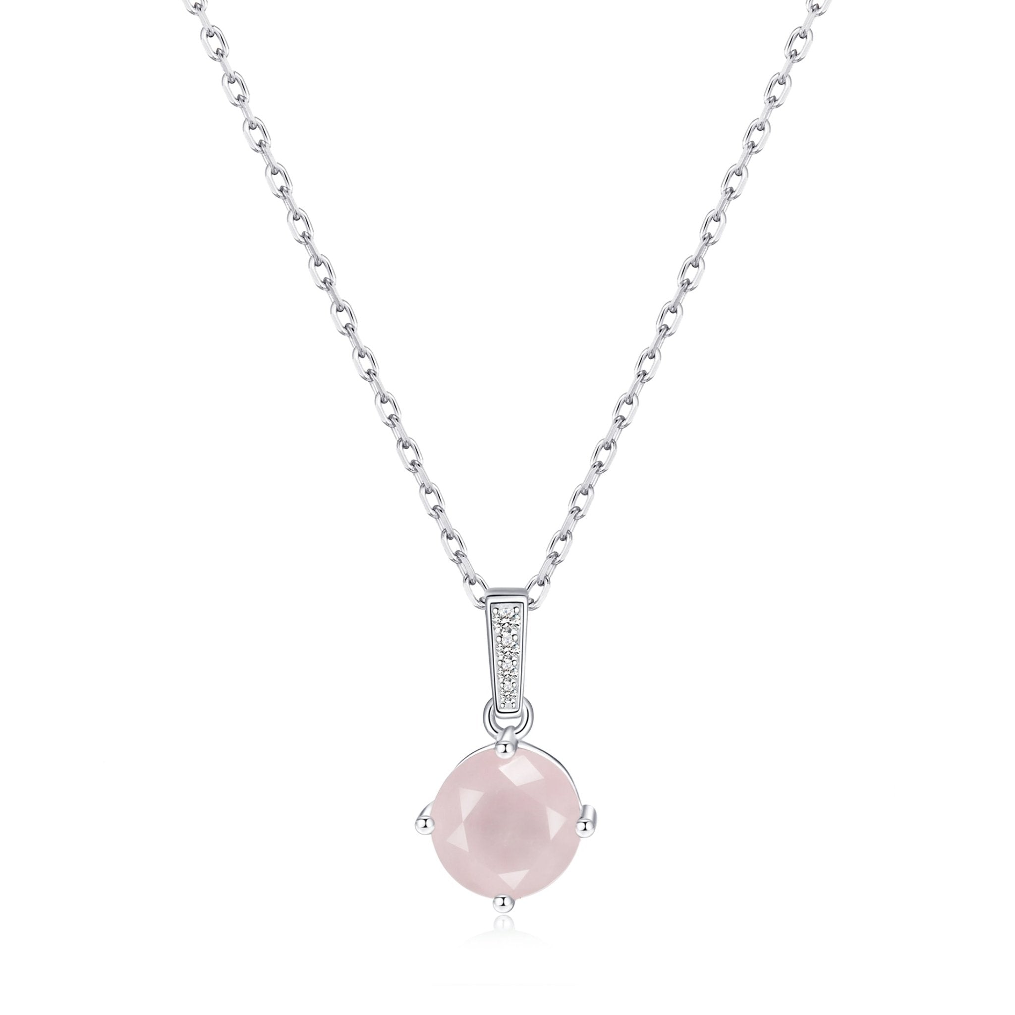 Sterling Silver Rose Quartz Gemstone Necklace