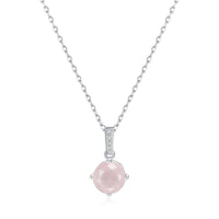 Sterling Silver Rose Quartz Gemstone Necklace