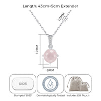 Sterling Silver Rose Quartz Gemstone Necklace with Quote Card