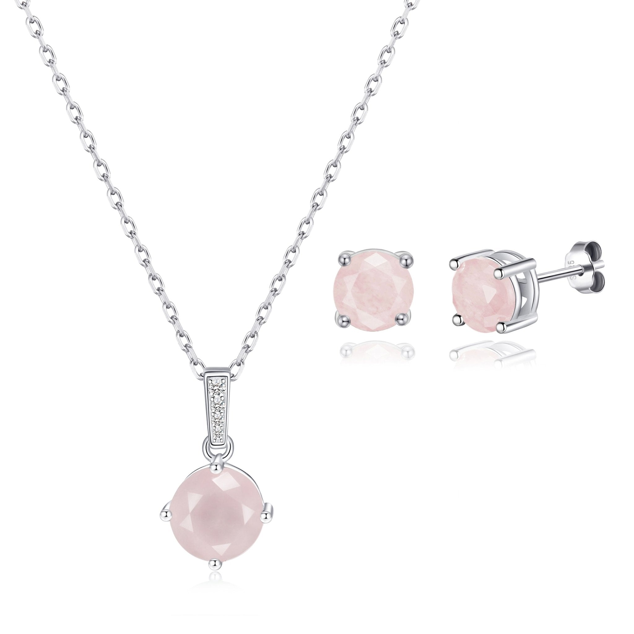 Sterling Silver Rose Quartz Gemstone Set with Quote Card