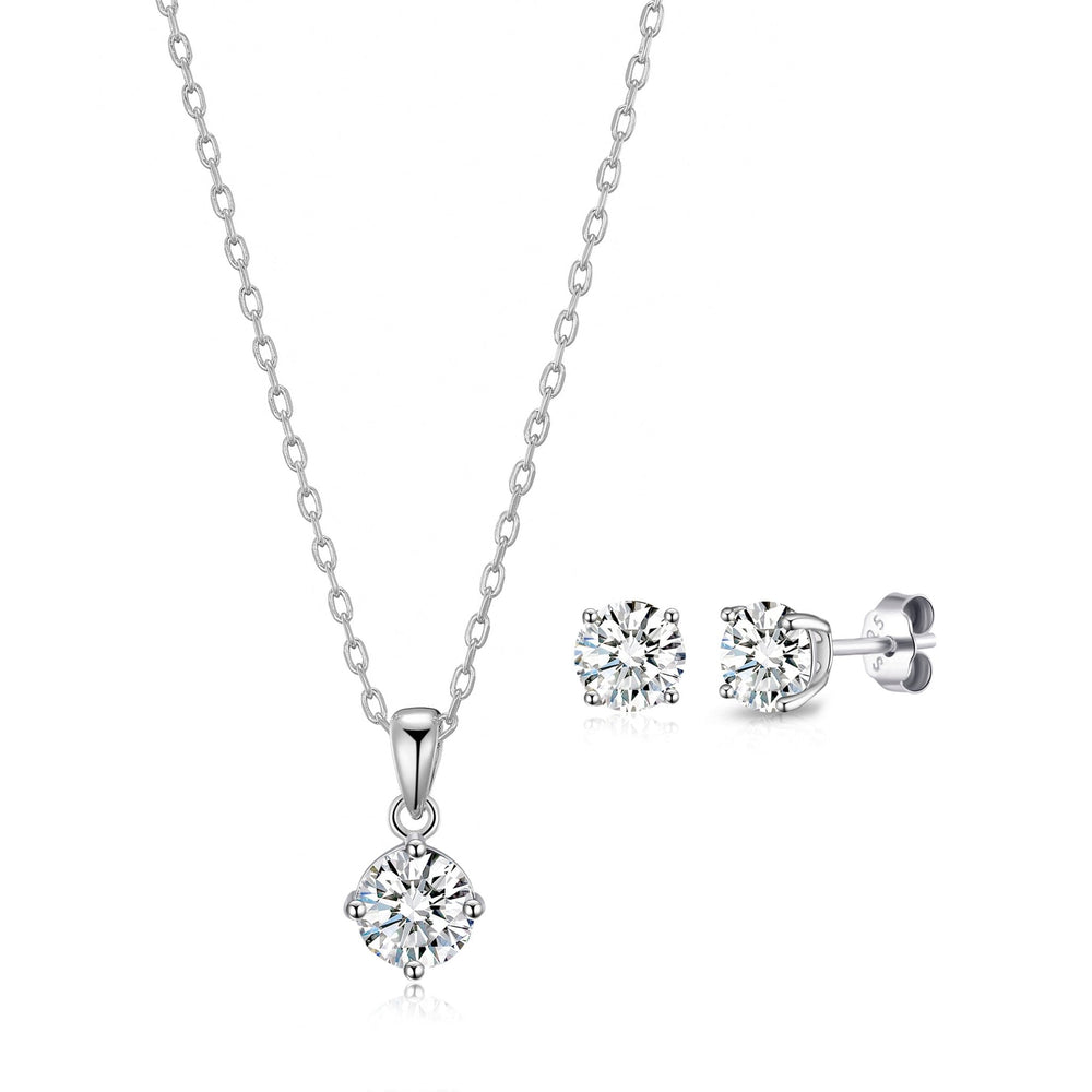Sterling Silver Round Solitaire Set Created with Zircondia® Crystals