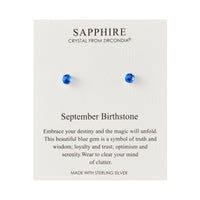 Sterling Silver September (Sapphire) Birthstone Earrings Created with Zircondia® Crystals