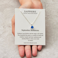 Sterling Silver September (Sapphire) Birthstone Necklace Created with Zircondia® Crystals