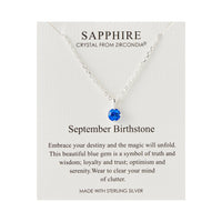 Sterling Silver September (Sapphire) Birthstone Necklace Created with Zircondia® Crystals