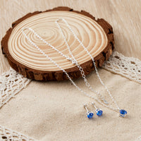 Sterling Silver September (Sapphire) Birthstone Necklace & Earrings Set Created with Zircondia® Crystals